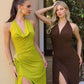 Amoris T218 Long Halter Neck Sleeveless Semi-Formal Evening Gown