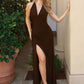 Amoris T218 Long Halter Neck Sleeveless Semi-Formal Evening Gown