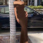 Astee T503 Off the Shoulder Halter Strap Fitted Stretch Dress