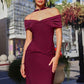 Astee T503 Off the Shoulder Halter Strap Fitted Stretch Dress