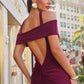 Astee T503 Off the Shoulder Halter Strap Fitted Stretch Dress