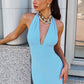Astee T505 Sleek Halter Neck Fitted Stretch Gown