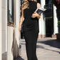 Astee T507 Sophisticated High Neckline Fitted Stretch Evening Dress