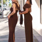 Astee T503 Off the Shoulder Halter Strap Fitted Stretch Dress