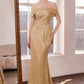 Ladivine Amoris T603 Off Shoulder Classic Modest Fitted Prom Gown