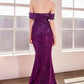 Ladivine Amoris T603 Off Shoulder Classic Modest Fitted Prom Gown
