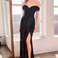 Ladivine Amoris T605 Off Shoulder Sweetheart Neck Metallic Prom Gown