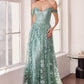 Ladivine Amoris T607 Glitter Print Off the Shoulder A-Line Prom Gown