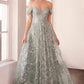 Ladivine Amoris T607 Glitter Print Off the Shoulder A-Line Prom Gown
