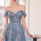 Ladivine Amoris T607 Glitter Print Off the Shoulder A-Line Prom Gown