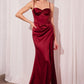 Ladivine Amoris T608 Long Fitted Satin Prom Gown Corset Bodice Slit