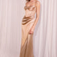Ladivine Amoris T608 Long Fitted Satin Prom Gown Corset Bodice Slit