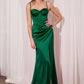 Ladivine Amoris T608 Long Fitted Satin Prom Gown Corset Bodice Slit