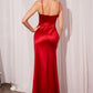 Ladivine Amoris T608 Long Fitted Satin Prom Gown Corset Bodice Slit