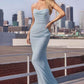 Ladivine Amoris T702 Strapless Scoop Neckline Fitted Chiffon Dress