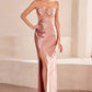 Ladivine Amoris T708 Strapless Fitted Satin Prom Gown