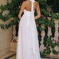 Chiffon Gown with a Deep V Halter Neckline and Soft Pleating, A-Line Silhouette - Farnelli