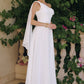 Flowing chiffon gown, one-shoulder neckline A-line - Farnelli