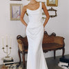One-Shoulder Stretch Satin Gown Blends Sculpted, Draping - Off White