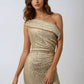 Ladivine Amoris T806 One Shoulder Evening Sequin Dress Leg Slit