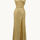 Ladivine Amoris T806 One Shoulder Evening Sequin Dress Leg Slit