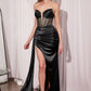 Ladivine Amoris T811 Long Fitted Satin Strapless Evening Gown
