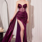 Ladivine Amoris T811 Long Fitted Satin Strapless Evening Gown
