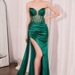 Ladivine Amoris T811 Long Fitted Satin Strapless Evening Gown