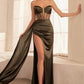Ladivine Amoris T811 Long Fitted Satin Strapless Evening Gown
