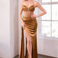 Ladivine Amoris T811 Long Fitted Satin Strapless Evening Gown