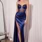 Ladivine Amoris T811 Long Fitted Satin Strapless Evening Gown