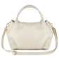 Beige Italian full-grain leather top-handle bag by TAKEASY with sturdy handles and sleek design.
