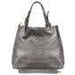Italian Genuine Basketweave-Embossed Metallic Suede Top-Handle Bag | Imperia