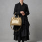 Italian Genuine Woven-Embossed Metallic Suede Top-Handle Bag | Savona