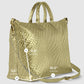 Italian Genuine Basketweave-Embossed Metallic Suede Top-Handle Bag | Treviso