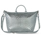 Italian Genuine Basketweave-Embossed Metallic Suede Top-Handle Bag | Treviso