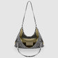 Italian Genuine Leopard-Print Metallic Suede Tote Bag | Catania
