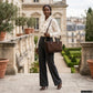 Italian Genuine Suede & Full-Grain Leather Top-Handle Bag | Alba