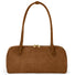 Italian genuine suede shoulder bag by TAKEASY in mocha, featuring soft leather and stylish design.