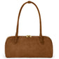Italian genuine suede shoulder bag by TAKEASY in mocha, featuring soft leather and stylish design.