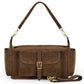 Takeasy Italian genuine suede shoulder bag in chocolate brown, stylish leather design with shoulder strap and elegant craftsmanship.