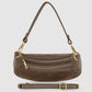 Italian Genuine Suede & Full-Grain Leather Shoulder Bag | Arezzo
