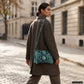 Italian Genuine Python-Print Suede Crossbody Bag | Lecce
