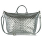 Italian Genuine Woven-Embossed Metallic Suede Top-Handle Bag | Urbino