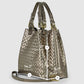 Italian Genuine Woven-Embossed Metallic Suede Top-Handle Bag | Savona