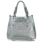 Italian Genuine Woven-Embossed Metallic Suede Top-Handle Bag | Savona