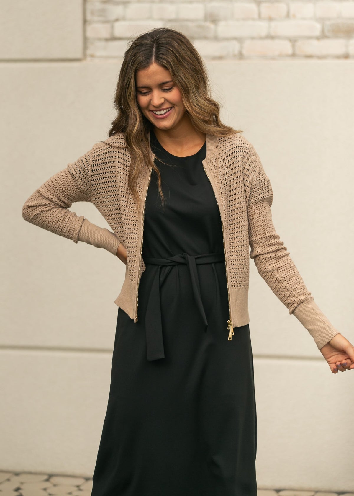 Inherit Co. Tate crochet open-knit cardigan, open-front IC Layering Essentials design