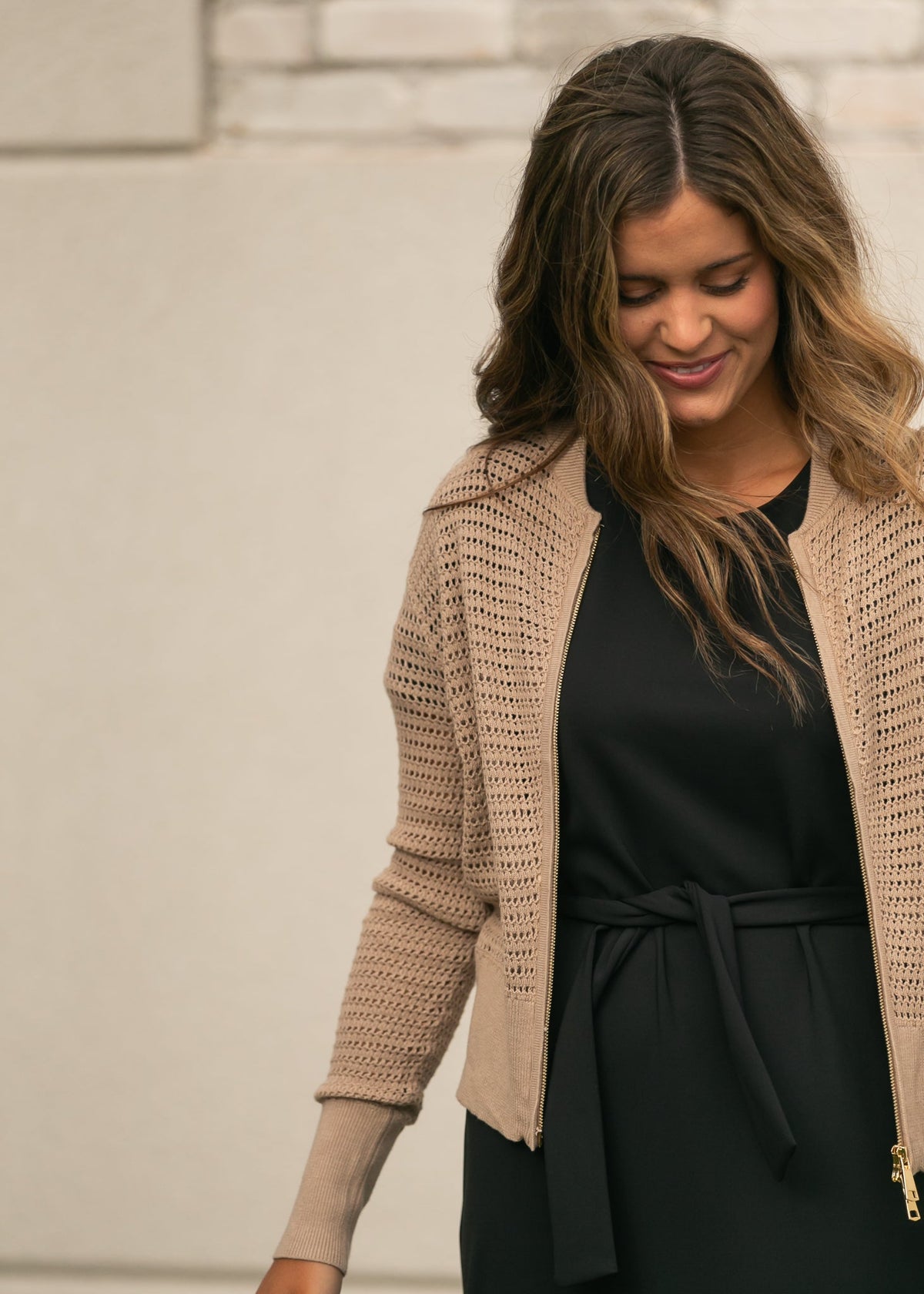 Inherit Co. Tate crochet open-knit cardigan with open front and textured knit design