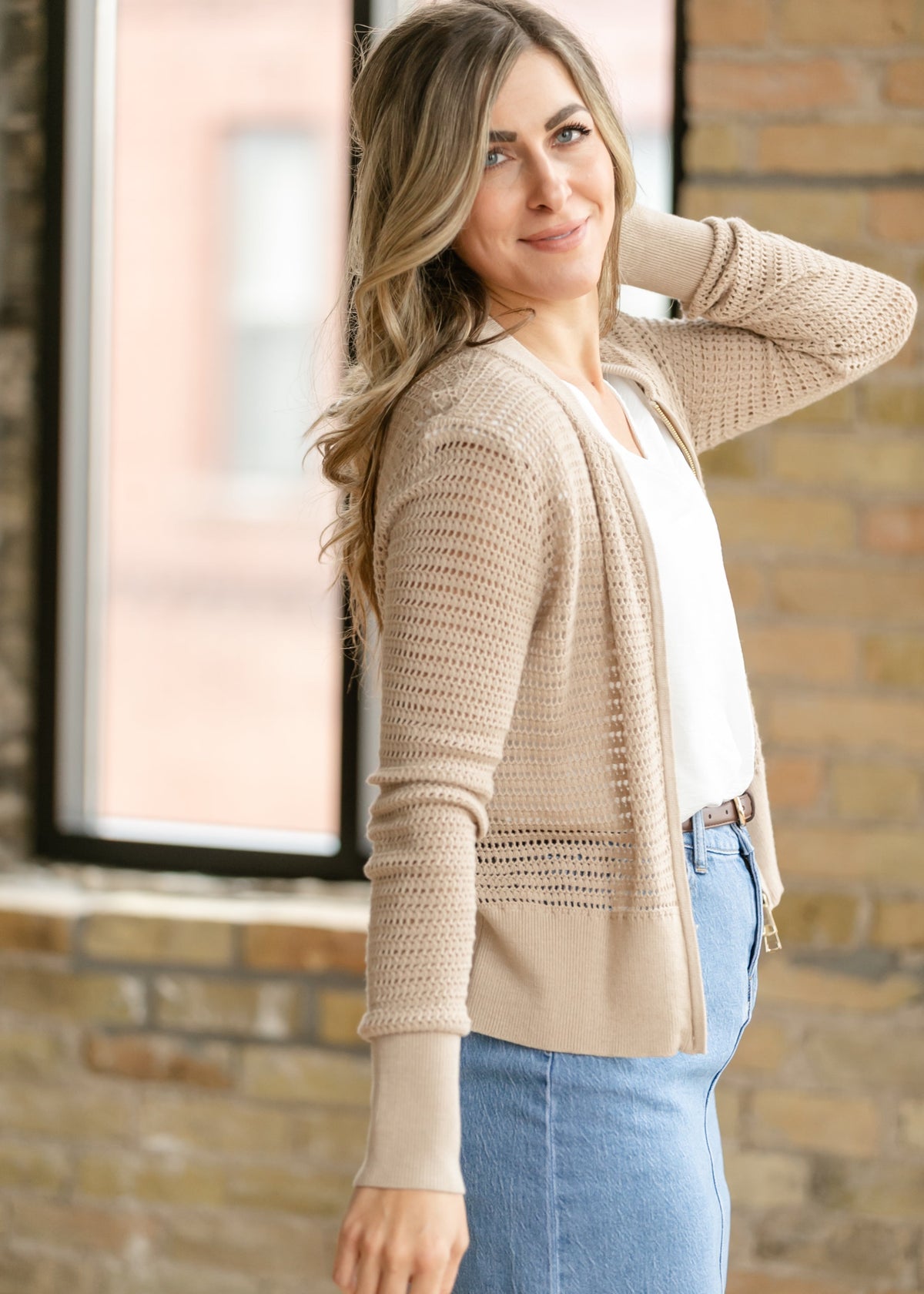 Inherit Co. Tate crochet open knit cardigan in a lightweight layering style