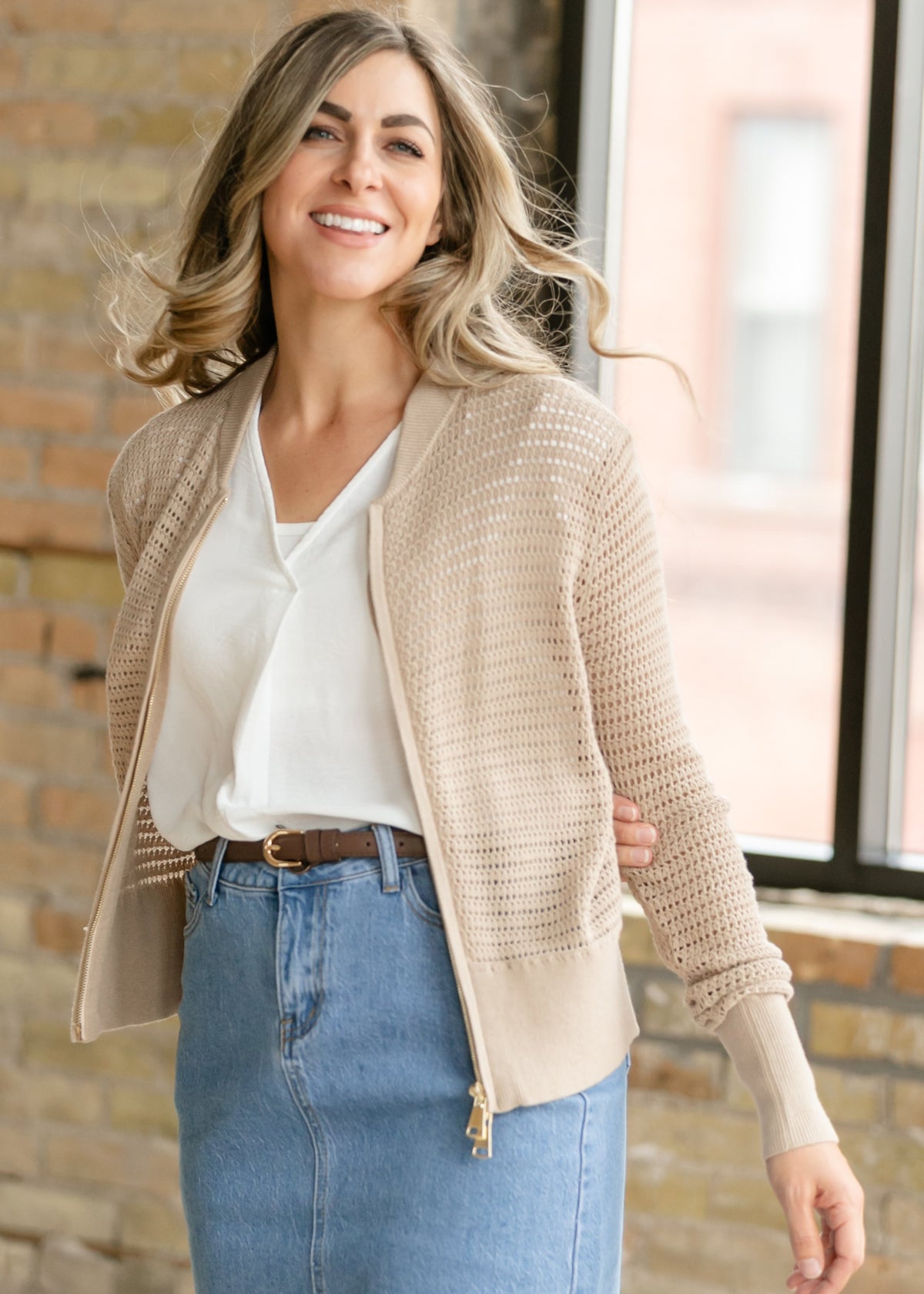 Inherit Co. Tate crochet open-knit cardigan in a relaxed layering style